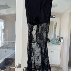Widow Highlow Black Lace Sheer Skirt